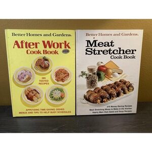 Vintage Better Homes and Gardens After Work & Meat Stretcher Cookbooks Set Of 2